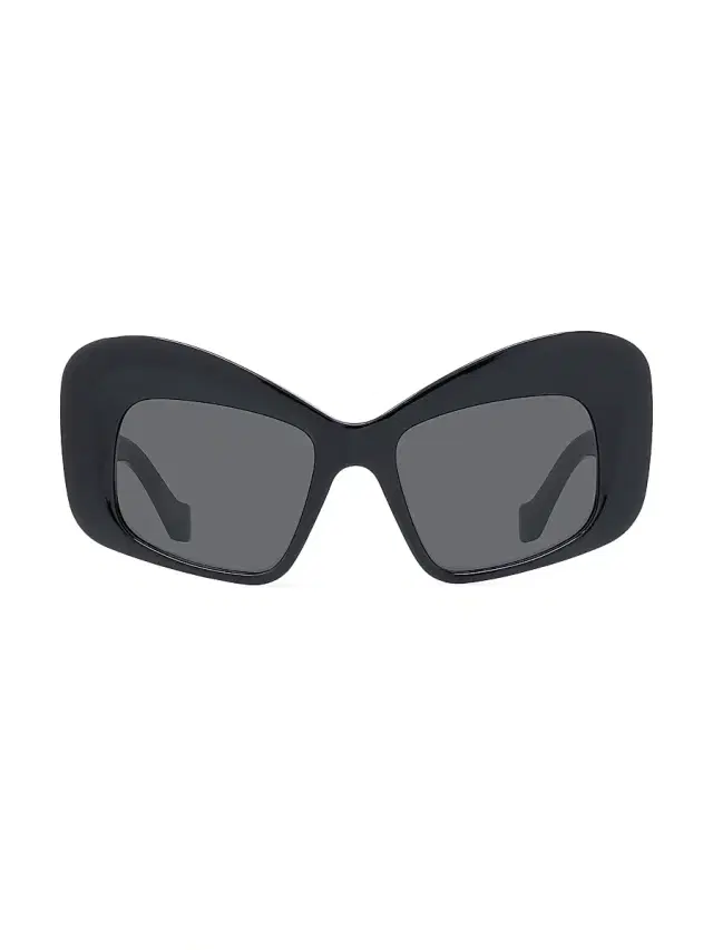 LOEWE Women's Anagram 51MM Butterfly Sunglasses - Shiny Black Smoke