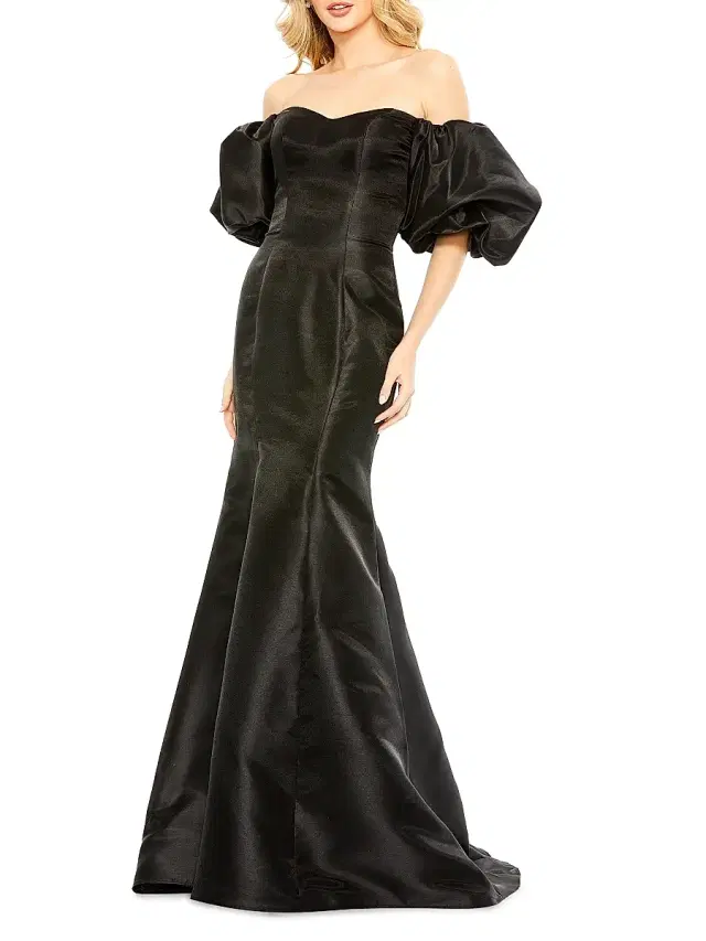 Mac Duggal Women's Sweetheart Off-The-Shoulder Puff-Sleeve Gown - Black