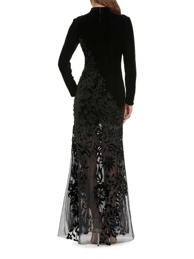 Mac Duggal Women's Floral Mixed-Media Long-Sleeve Gown - Black - Size XL | Thumbnail 2 Mac Duggal Women's Floral Mixed-Media Long-Sleeve Gown - Black - Size XL | Thumbnail 2
