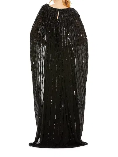 Mac Duggal Women's Sequined Column Cape Gown | Thumbnail 2 Mac Duggal Women's Sequined Column Cape Gown | Thumbnail 2