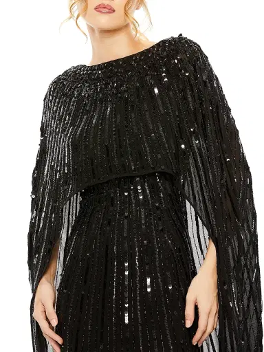 Mac Duggal Women's Sequined Column Cape Gown | Thumbnail 3 Mac Duggal Women's Sequined Column Cape Gown | Thumbnail 3