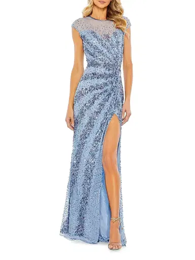 Mac Duggal Women's Sleeveless Beaded & Sequined Gown - French Blue - Size 20 | Thumbnail 1