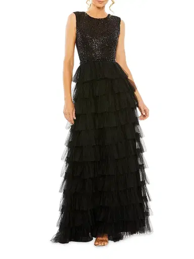 Mac Duggal Women's Sequin Tulle Ruffled Gown | Thumbnail 1