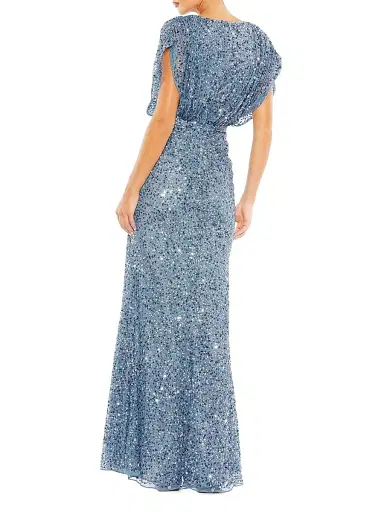 Mac Duggal Women's Evening Metallic Blouson Gown - Slate Blue - Size 20 | Thumbnail 3 Mac Duggal Women's Evening Metallic Blouson Gown - Slate Blue - Size 20 | Thumbnail 3