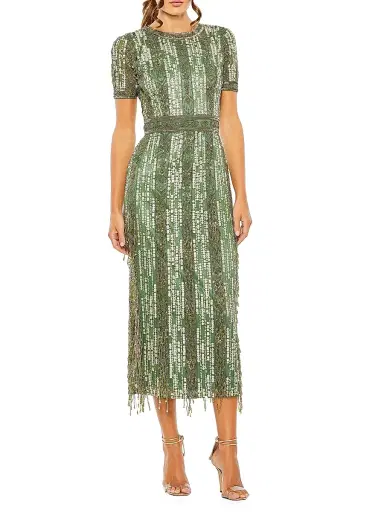 Mac Duggal Women's Cocktail Geometric Beaded Midi-Dress - Sage - Size 20 | Thumbnail 1