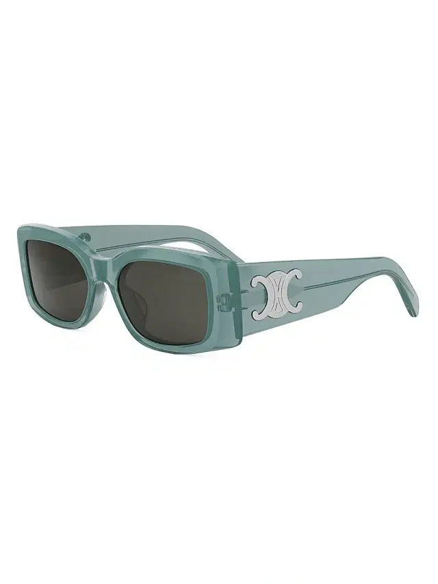 CELINE Women's Triomphe 53MM Rectangular Sunglasses - Transparent Teal Grey