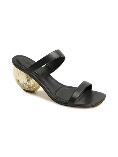 Simkhai Women's Marion 75MM Seashell-Heel Leather Sandals - Black Gold - Size 5 | Thumbnail 2 Simkhai Women's Marion 75MM Seashell-Heel Leather Sandals - Black Gold - Size 5 | Thumbnail 2