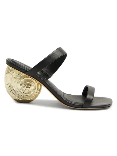 Simkhai Women's Marion 75MM Seashell-Heel Leather Sandals - Black Gold - Size 5 | Thumbnail 1 Simkhai Women's Marion 75MM Seashell-Heel Leather Sandals - Black Gold - Size 5 | Thumbnail 1