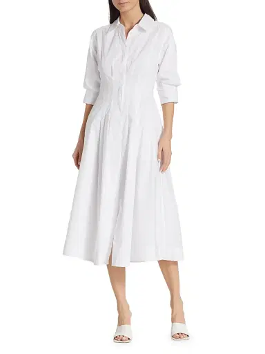 Simkhai Women's Jazz Core Cotton Poplin Pintuck Midi-Dress - White - Size XL | Thumbnail 2 Simkhai Women's Jazz Core Cotton Poplin Pintuck Midi-Dress - White - Size XL | Thumbnail 2
