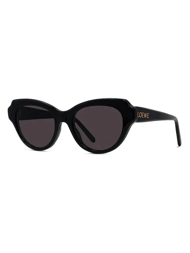 LOEWE Women's Slim 53MM Geometric Sunglasses - Shiny Black Smoke