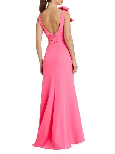 Mac Duggal Women's Bow V-Neck A-Line Gown - Candy Pink - Size 16 | Thumbnail 2