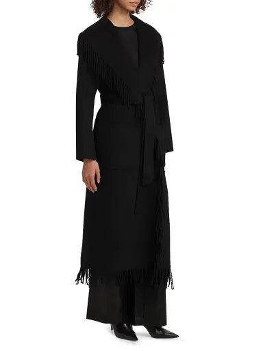 Simkhai Women's Carrie Fringed Wool-Blend Coat - Black - Size Large | Thumbnail 4 Simkhai Women's Carrie Fringed Wool-Blend Coat - Black - Size Large | Thumbnail 4