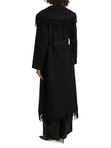 Simkhai Women's Carrie Fringed Wool-Blend Coat - Black - Size Large | Thumbnail 5 Simkhai Women's Carrie Fringed Wool-Blend Coat - Black - Size Large | Thumbnail 5