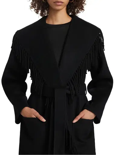Simkhai Women's Carrie Fringed Wool-Blend Coat - Black - Size Large | Thumbnail 6 Simkhai Women's Carrie Fringed Wool-Blend Coat - Black - Size Large | Thumbnail 6