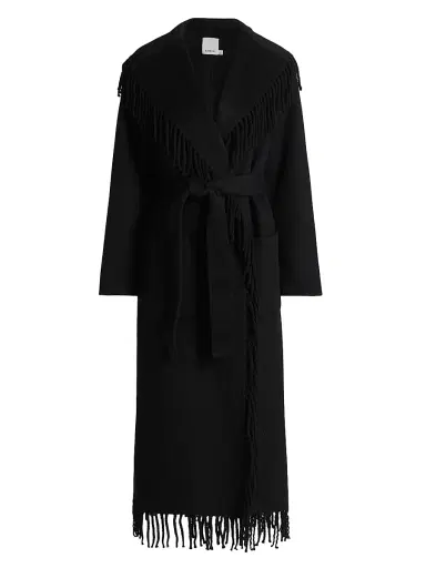 Simkhai Women's Carrie Fringed Wool-Blend Coat - Black - Size Large | Thumbnail 1 Simkhai Women's Carrie Fringed Wool-Blend Coat - Black - Size Large | Thumbnail 1