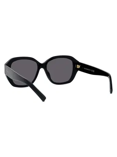 Givenchy Women's GVDay 55MM Round Sunglasses - Shiny Black Smoke | Thumbnail 4