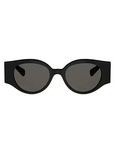 CELINE Women's Triomphe Stamp 50MM Round Sunglasses - Shiny Black Smoke | Thumbnail 2