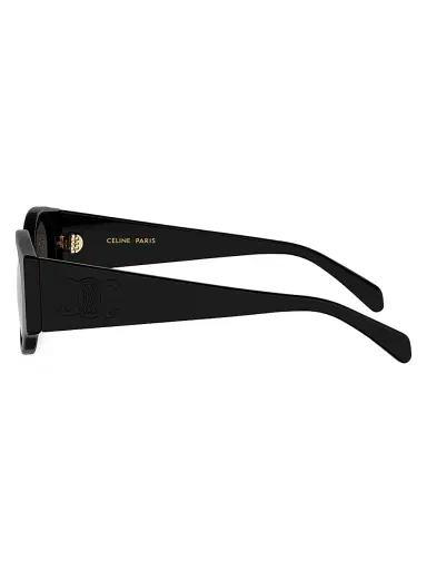 CELINE Women's Triomphe Stamp 50MM Round Sunglasses - Shiny Black Smoke | Thumbnail 3