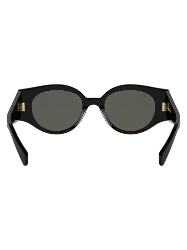 CELINE Women's Triomphe Stamp 50MM Round Sunglasses - Shiny Black Smoke | Thumbnail 5