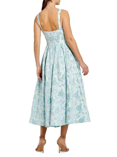 Mac Duggal Women's Cocktail Bow Floral Brocade Fit & Flare Midi-Dress - Seafoam - Size 14 | Thumbnail 2