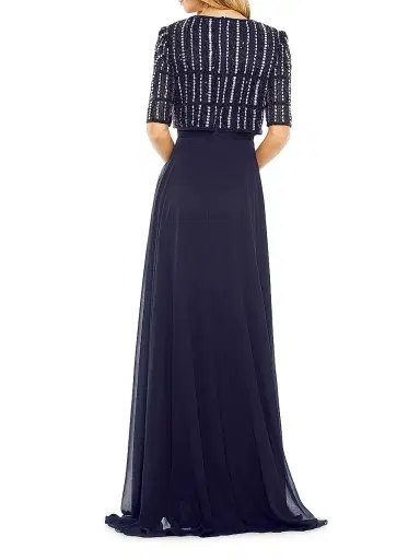 Mac Duggal Women's Bead-Embellished Chiffon Gown - Midnight - Size 20 | Thumbnail 2 Mac Duggal Women's Bead-Embellished Chiffon Gown - Midnight - Size 20 | Thumbnail 2