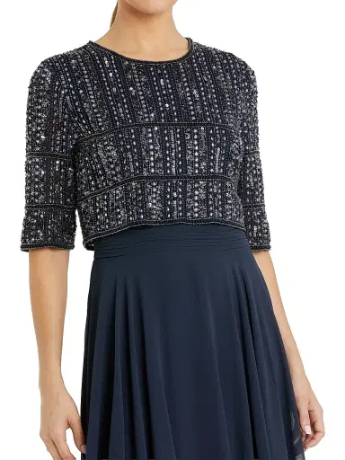 Mac Duggal Women's Bead-Embellished Chiffon Gown - Midnight - Size 20 | Thumbnail 3 Mac Duggal Women's Bead-Embellished Chiffon Gown - Midnight - Size 20 | Thumbnail 3