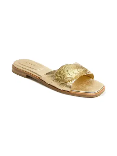 SIMKHAI Women's Gigi Oyster Shell Hardware-Detail Leather Sandals - Gold | Thumbnail 2