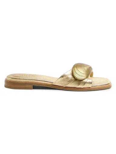 SIMKHAI Women's Gigi Oyster Shell Hardware-Detail Leather Sandals - Gold | Thumbnail 1