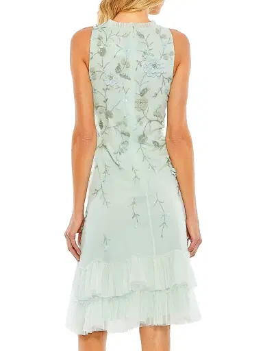 Mac Duggal Women's Cocktail Floral Embellished Chiffon Tiered Dress - Seafoam - Size 16 | Thumbnail 2
