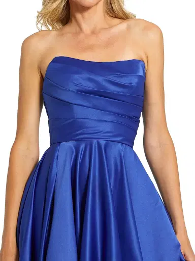 Mac Duggal Women's Strapless High-Low Satin Gown - Cobalt - Size 4 | Thumbnail 4 Mac Duggal Women's Strapless High-Low Satin Gown - Cobalt - Size 4 | Thumbnail 4