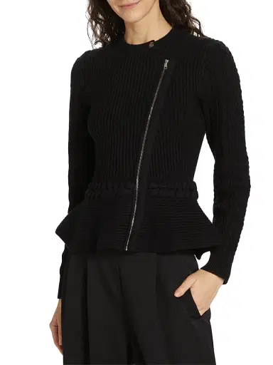Simkhai Women's Andi Knit Peplum Jacket - Black - Size XL | Thumbnail 3 Simkhai Women's Andi Knit Peplum Jacket - Black - Size XL | Thumbnail 3