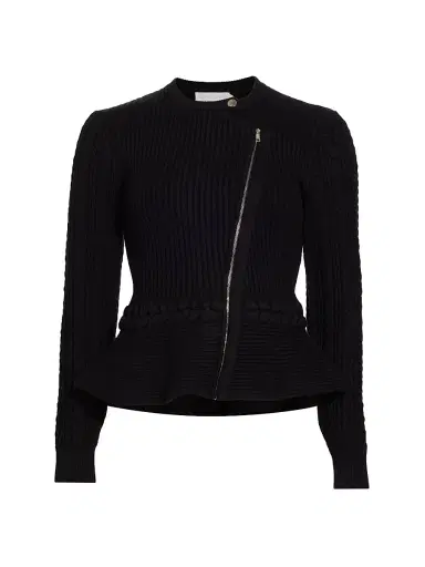 Simkhai Women's Andi Knit Peplum Jacket - Black - Size XL | Thumbnail 1 Simkhai Women's Andi Knit Peplum Jacket - Black - Size XL | Thumbnail 1