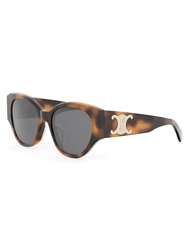 CELINE Women's Maxi Triomphe 55MM Butterfly Sunglasses - Blonde Havana Smoke
