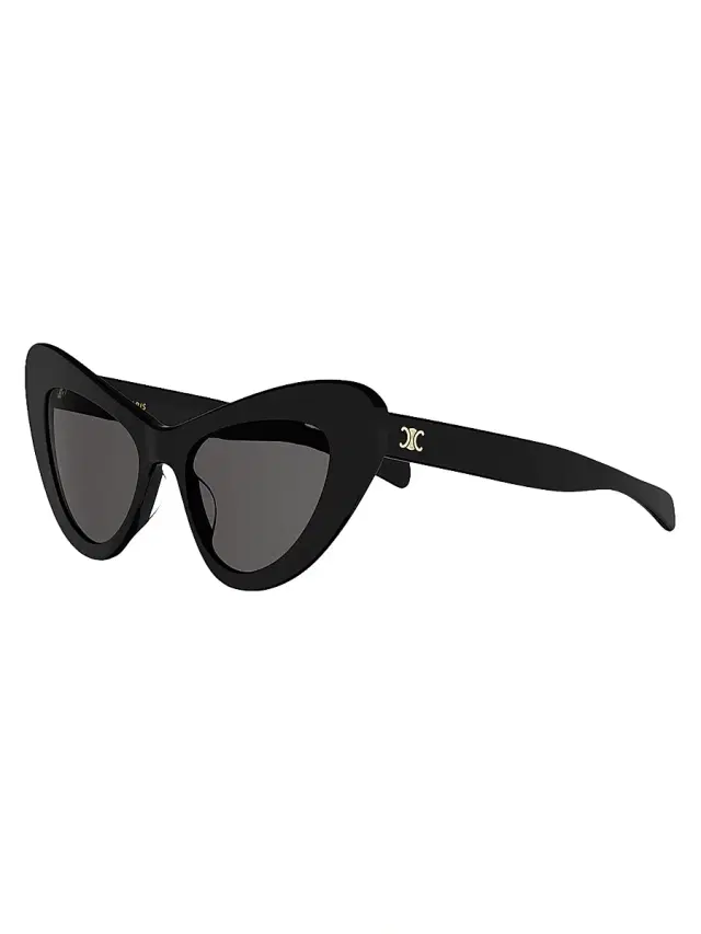 CELINE Women's Triomphe Mini HD 52MM Cat-Eye Sunglasses - Shiny Black Smoke