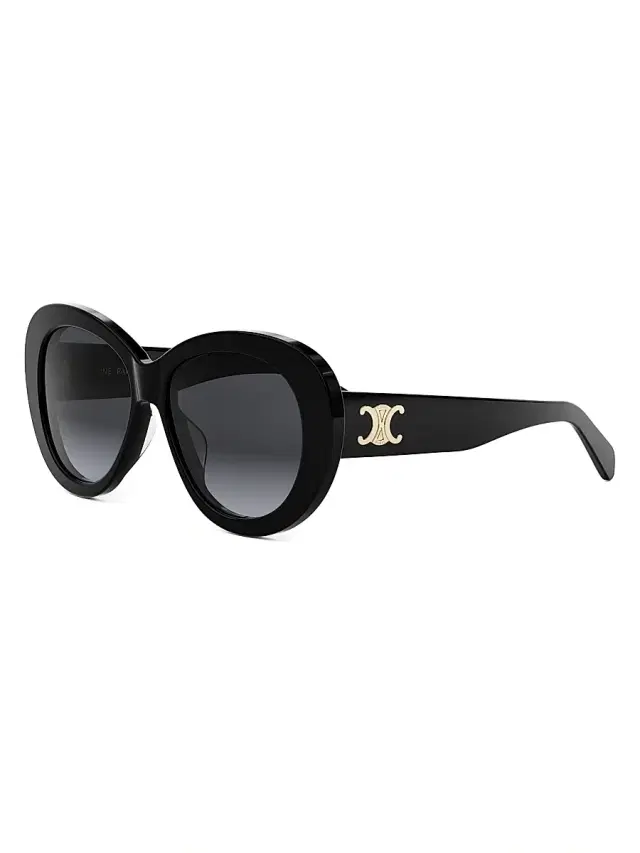 CELINE Women's Triomphe 55MM Butterfly Sunglasses - Shiny Black Smoke