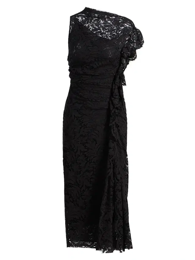 A.L.C. Women's Astrid Lace Ruched Midi-Dress - Black