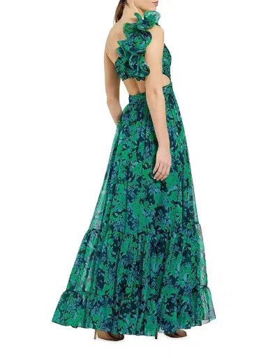Mac Duggal Women's Floral One-Shoulder Cut-Out Gown - Black Multi - Size 0 | Thumbnail 2 Mac Duggal Women's Floral One-Shoulder Cut-Out Gown - Black Multi - Size 0 | Thumbnail 2