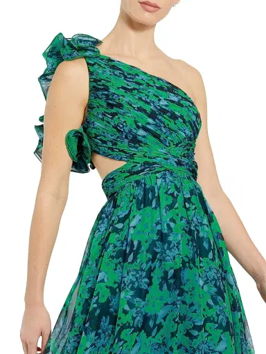 Mac Duggal Women's Floral One-Shoulder Cut-Out Gown - Black Multi - Size 0 | Thumbnail 3 Mac Duggal Women's Floral One-Shoulder Cut-Out Gown - Black Multi - Size 0 | Thumbnail 3