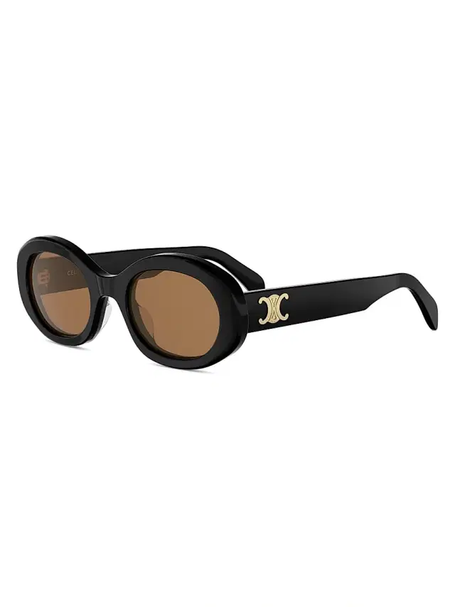 CELINE Women's Triomphe 52MM Oval Sunglasses - Shiny Black Roviex