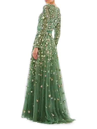 Mac Duggal Women's Floral A-Line Gown - Sage - Size 24 | Thumbnail 2 Mac Duggal Women's Floral A-Line Gown - Sage - Size 24 | Thumbnail 2
