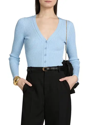 Simkhai Women's Ailany Rib-Knit Cardigan - Tidepool - Size XS | Thumbnail 3
