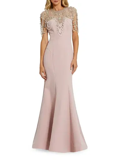 Mac Duggal Women's Beaded Cap-Sleeve Mermaid Gown - Vintage Lilac - Size 16 | Thumbnail 1