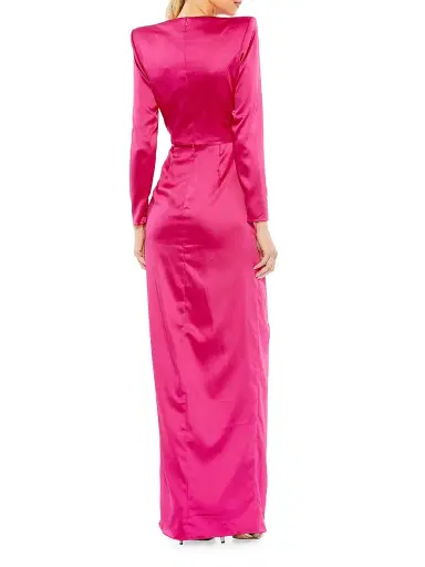 Mac Duggal Women's Satin Power Shoulder Gown - Magenta - Size 16 | Thumbnail 2