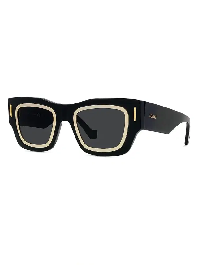 LOEWE Women's Signature 53MM Square Sunglasses - Shiny Black Smoke
