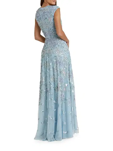 Mac Duggal Women's Evening Sequined Cap-Sleeve A-Line Gown - Ice Blue Multi - Size 16 | Thumbnail 2 Mac Duggal Women's Evening Sequined Cap-Sleeve A-Line Gown - Ice Blue Multi - Size 16 | Thumbnail 2