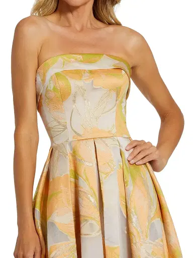 Mac Duggal Women's Floral Brocade Strapless Cocktail Dress - Peach Multi - Size 16 | Thumbnail 3 Mac Duggal Women's Floral Brocade Strapless Cocktail Dress - Peach Multi - Size 16 | Thumbnail 3