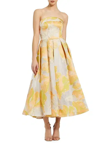 Mac Duggal Women's Floral Brocade Strapless Cocktail Dress - Peach Multi - Size 16 | Thumbnail 1 Mac Duggal Women's Floral Brocade Strapless Cocktail Dress - Peach Multi - Size 16 | Thumbnail 1
