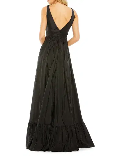 Mac Duggal Women's Satin Flounce V-Neck Gown | Thumbnail 2 Mac Duggal Women's Satin Flounce V-Neck Gown | Thumbnail 2
