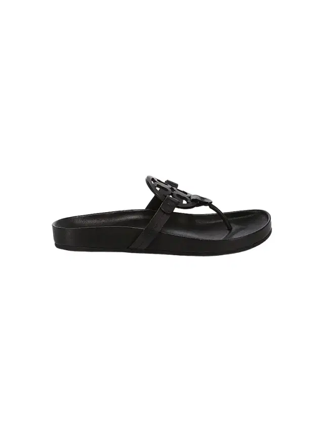 Tory Burch Women's Miller Cloud Leather Thong Sandals - Perfect Black