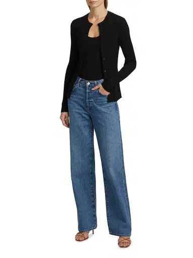 A.L.C. Women's Fisher Cotton-Blend Button-Front Cardigan - Black | Thumbnail 2